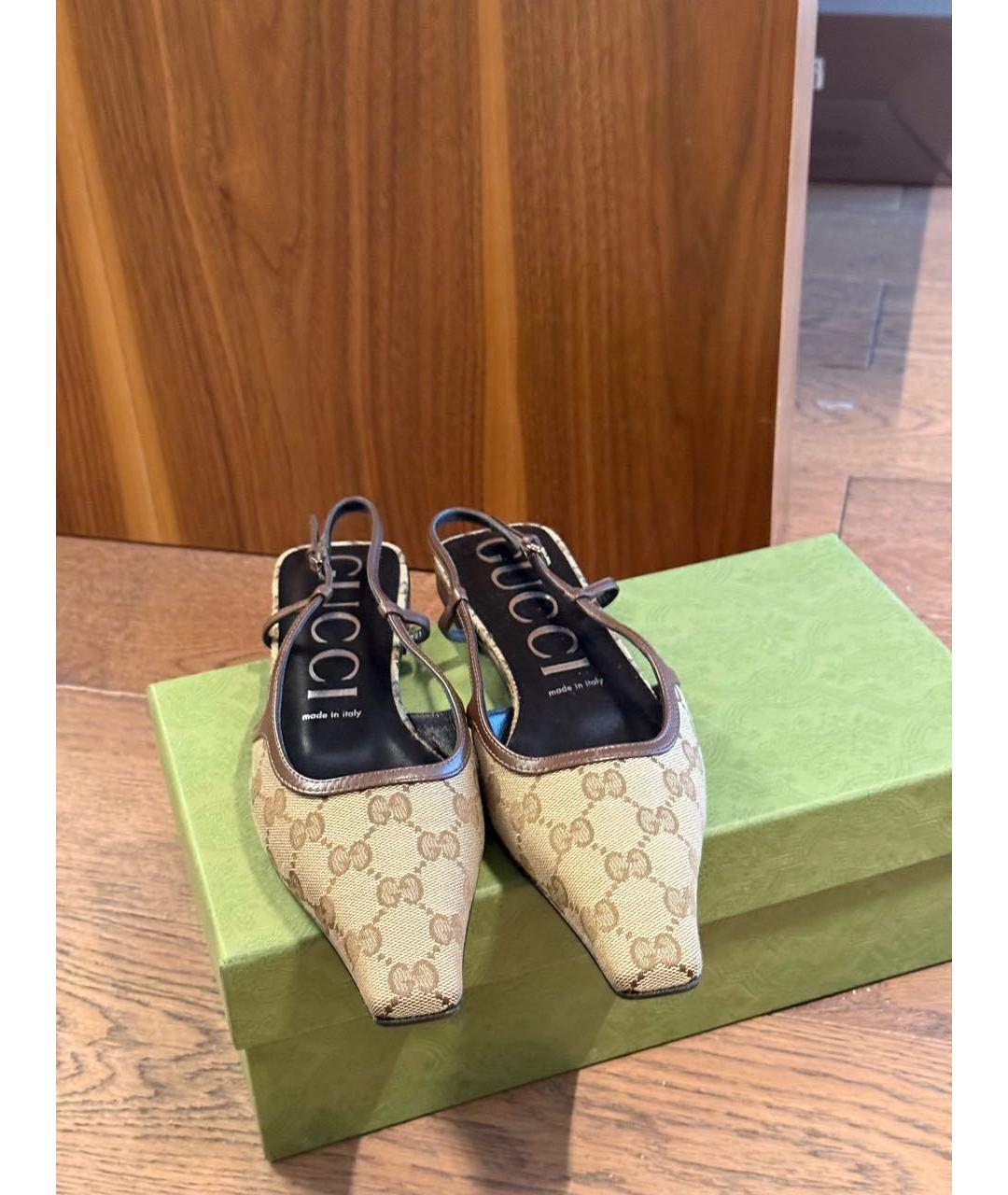 GUCCI Бежевые текстильные балетки, фото 2