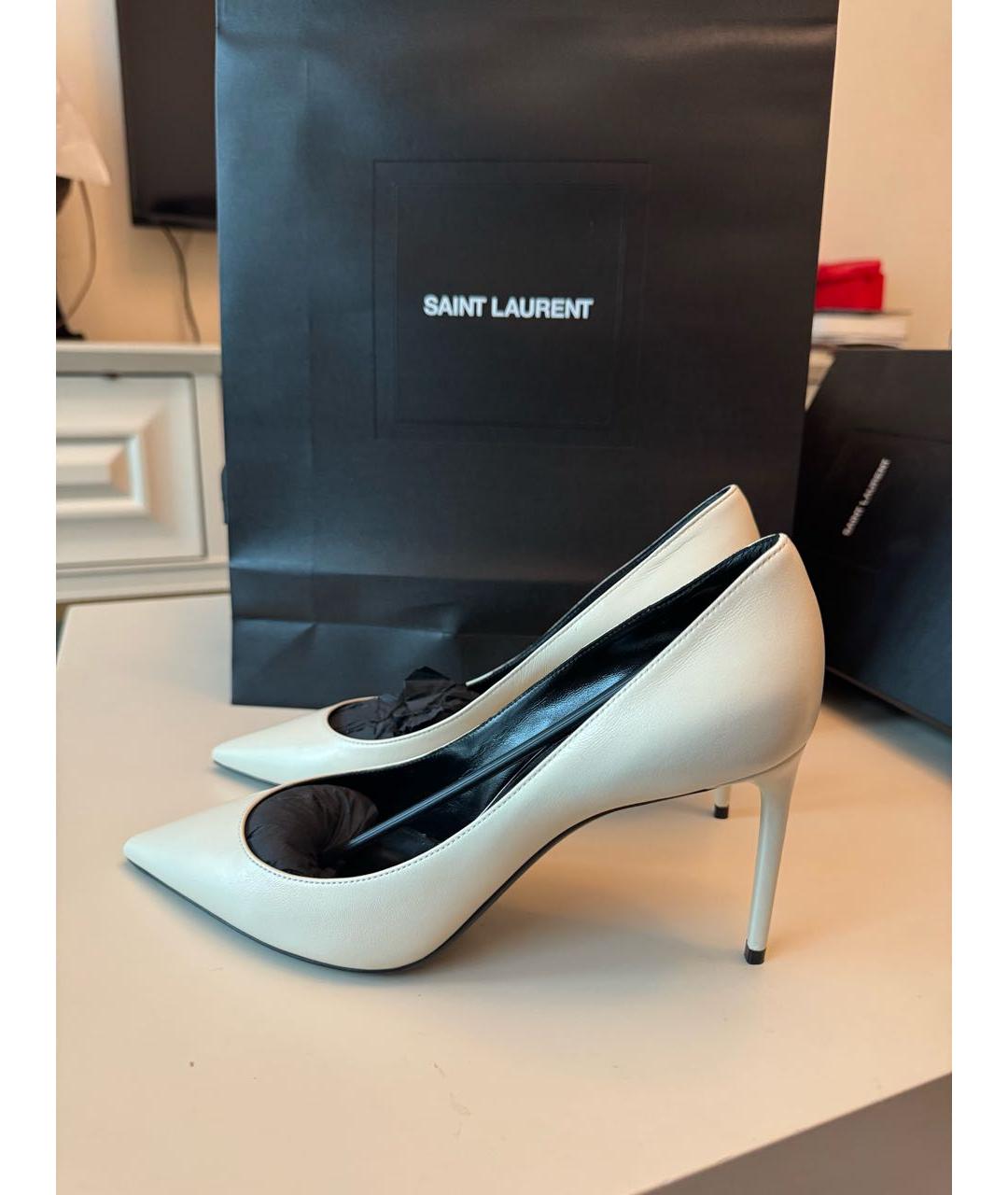 SAINT LAURENT Белые кожаные туфли, фото 4
