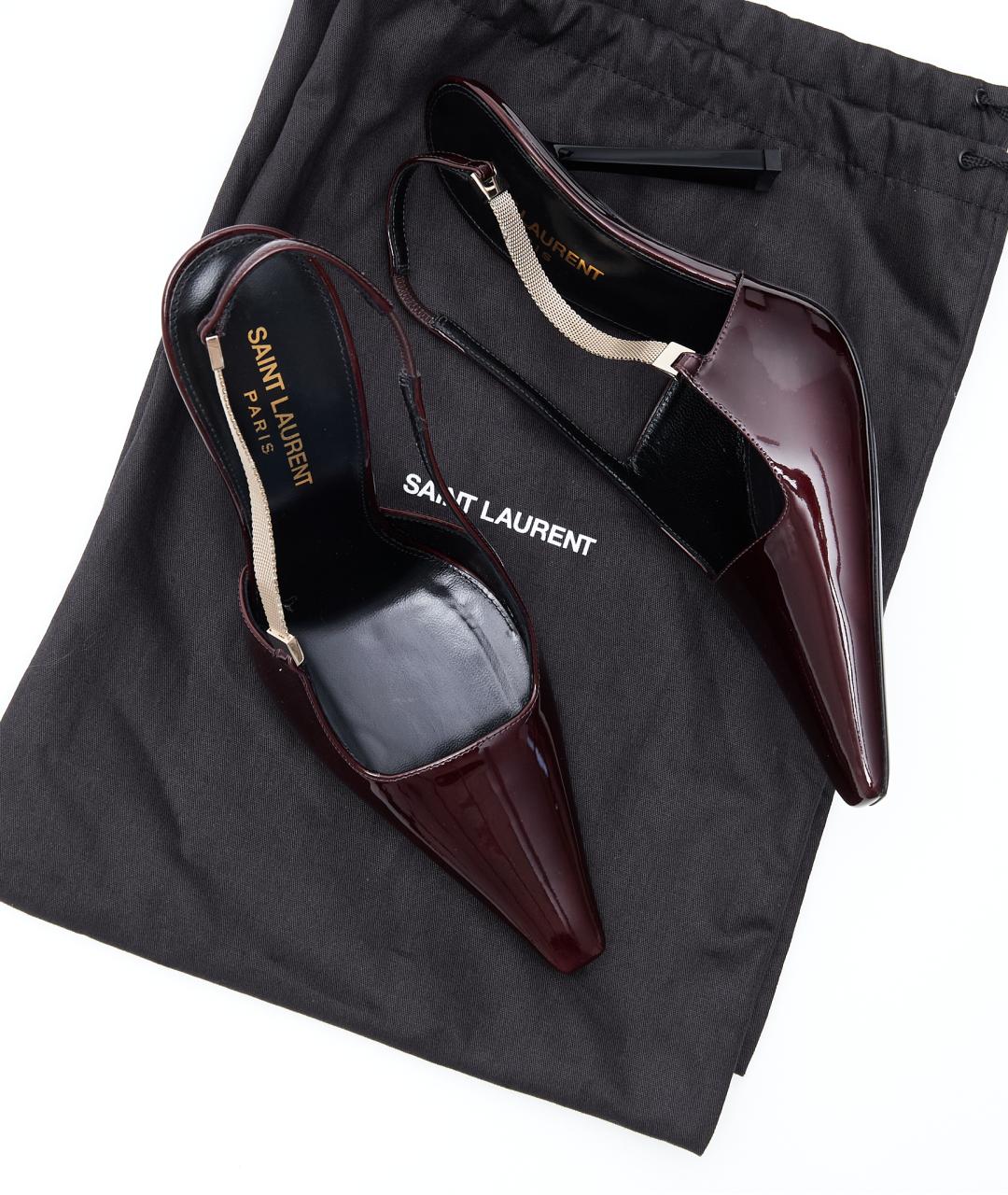 SAINT LAURENT Бордовые туфли из лакированной кожи, фото 7