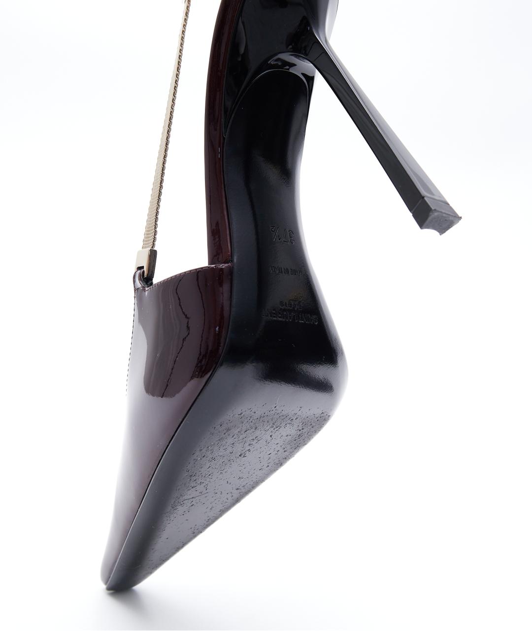 SAINT LAURENT Бордовые туфли из лакированной кожи, фото 6
