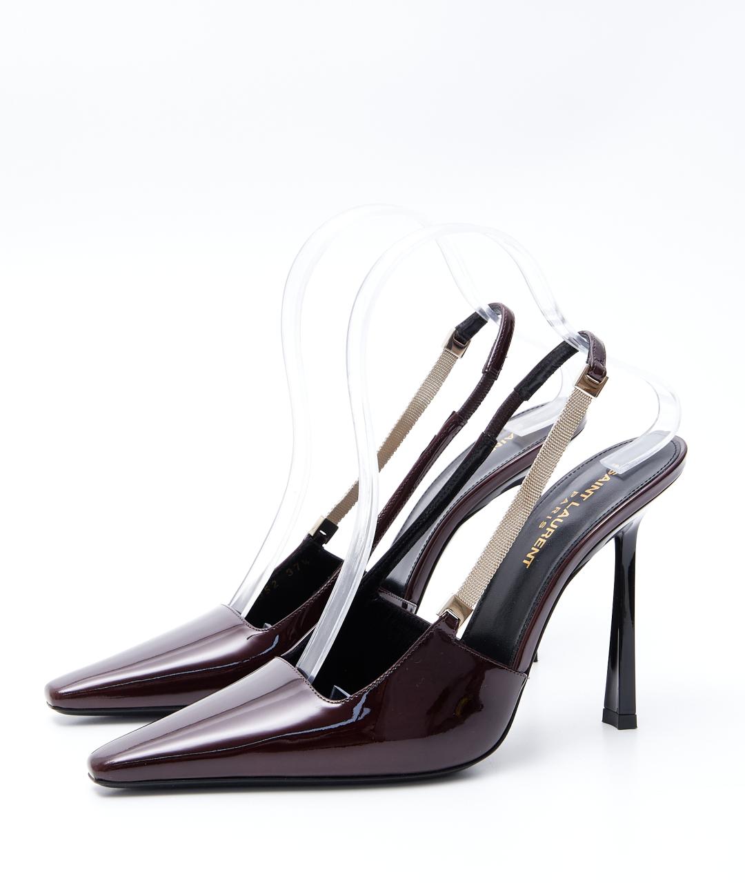 SAINT LAURENT Бордовые туфли из лакированной кожи, фото 2