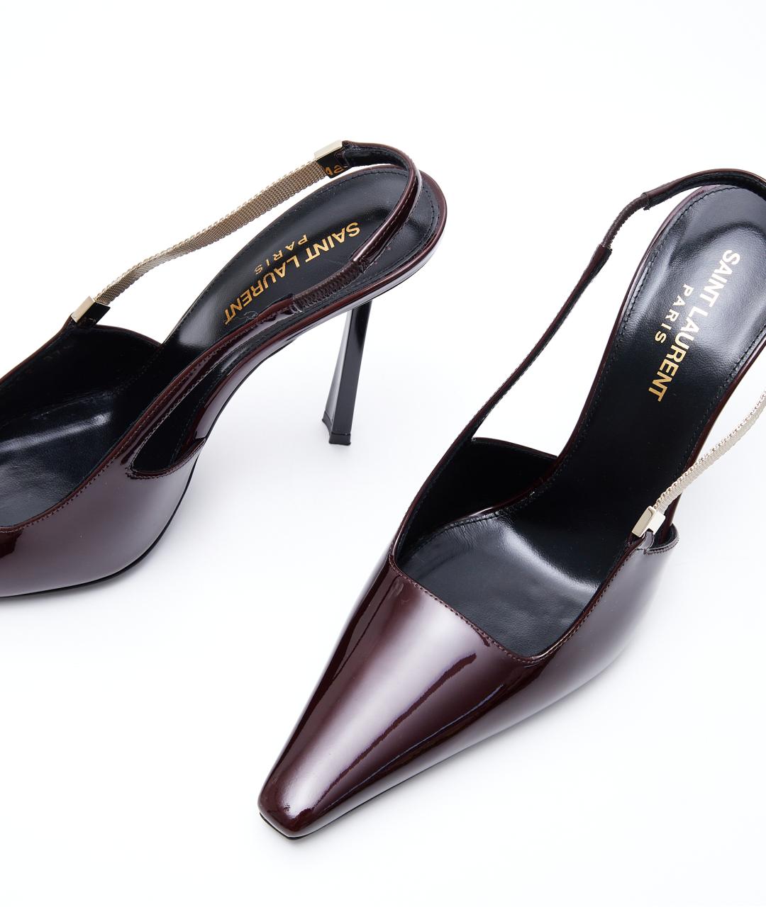 SAINT LAURENT Бордовые туфли из лакированной кожи, фото 5