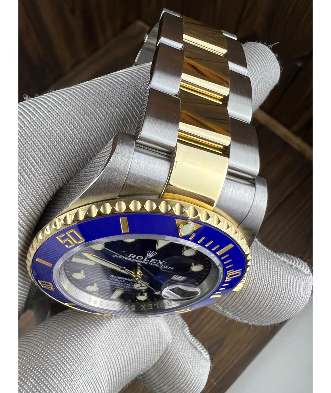 ROLEX Темно-синие часы из желтого золота, фото 5