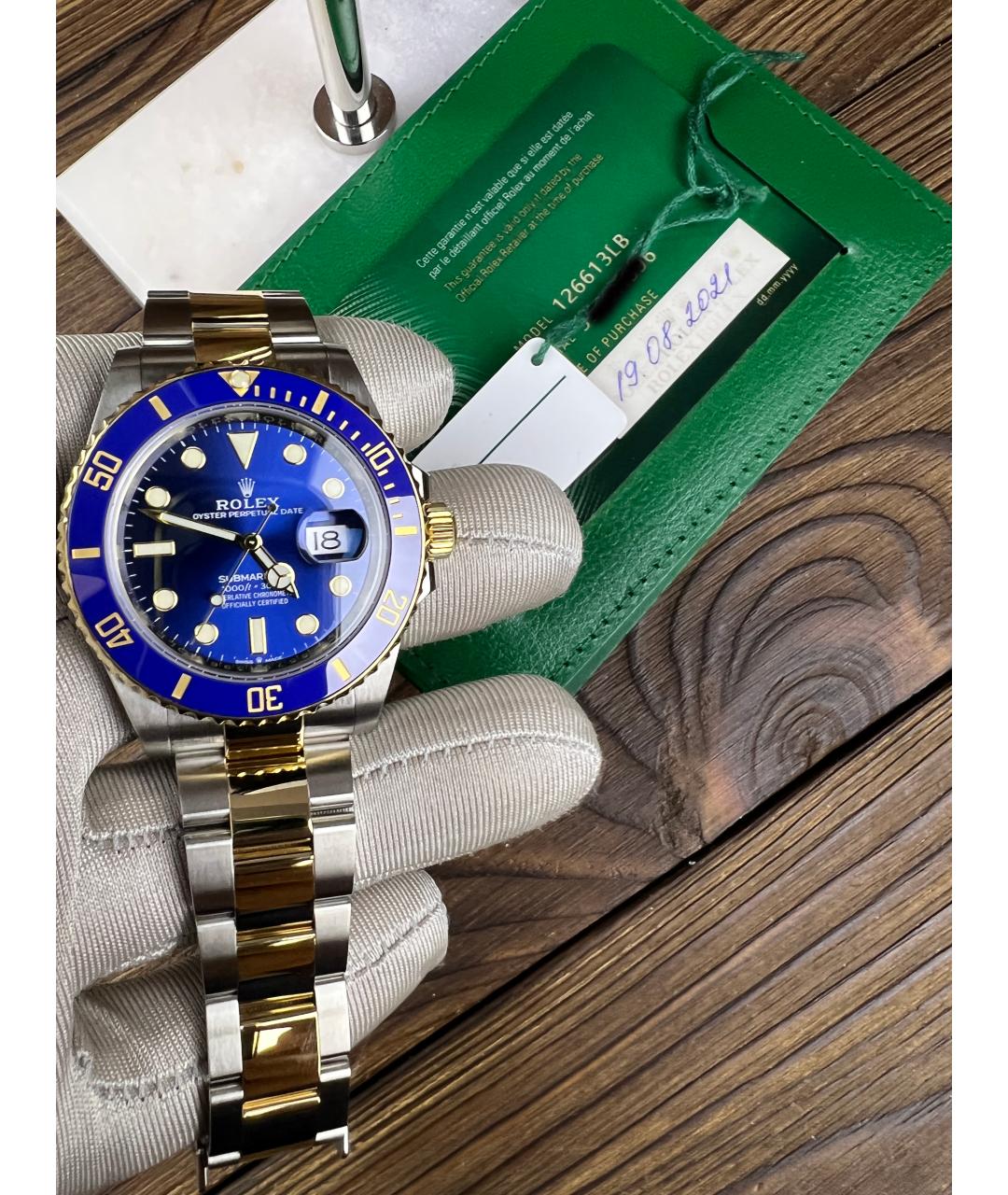 ROLEX Темно-синие часы из желтого золота, фото 2