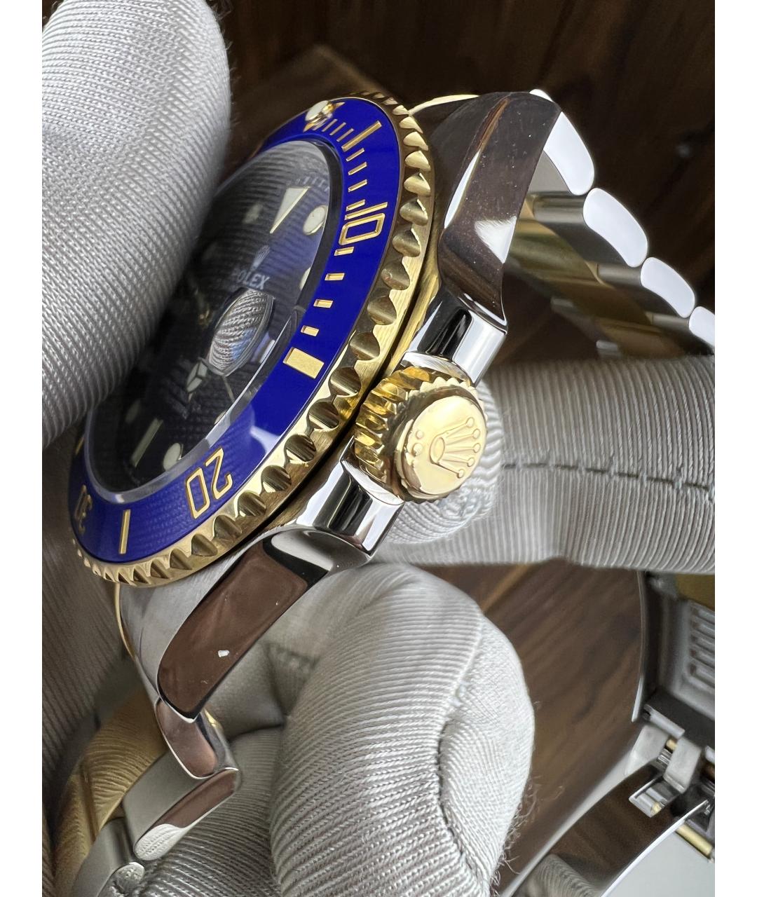 ROLEX Темно-синие часы из желтого золота, фото 4