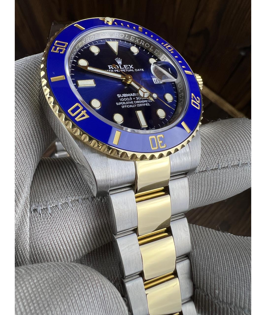 ROLEX Темно-синие часы из желтого золота, фото 6