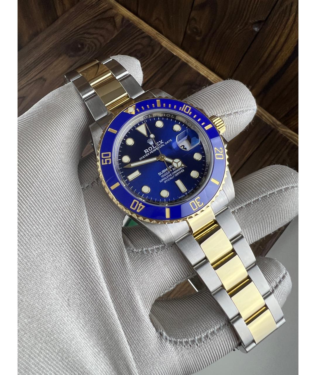 ROLEX Темно-синие часы из желтого золота, фото 3