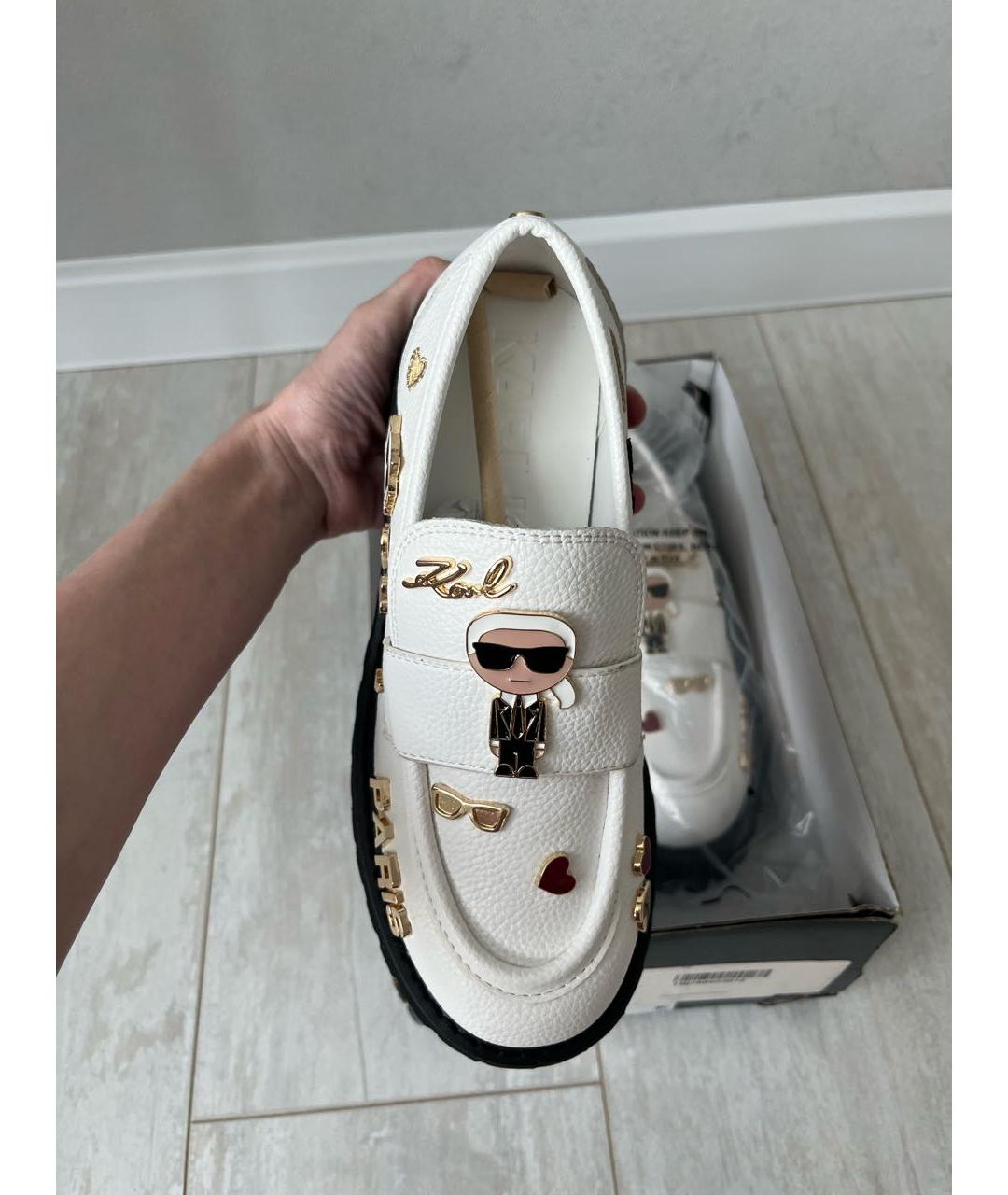 KARL LAGERFELD Белые кожаные лоферы, фото 5