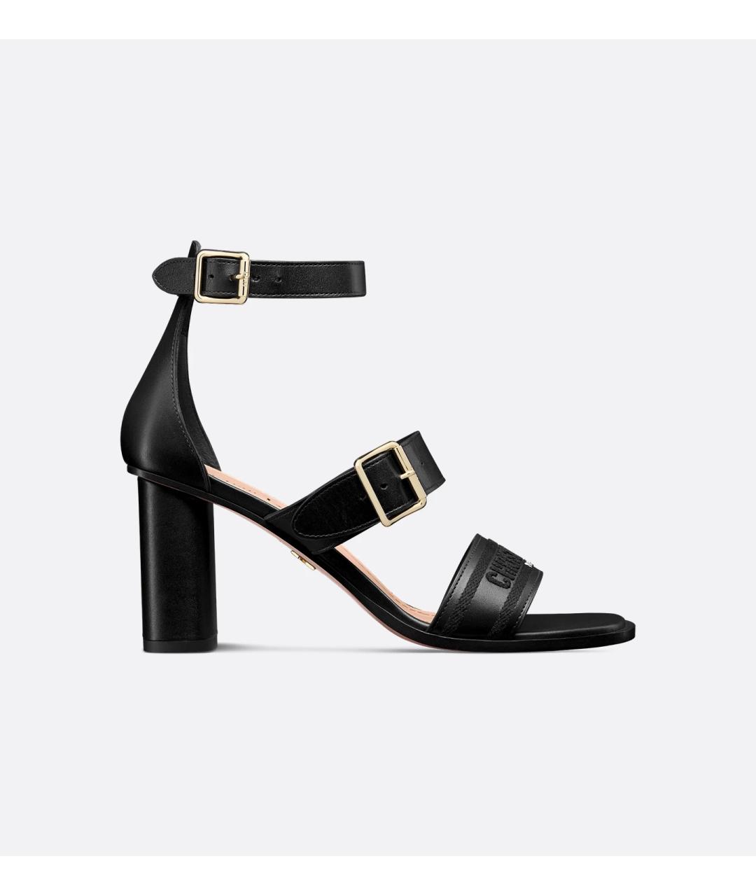 CHRISTIAN DIOR Черные кожаные босоножки, фото 8