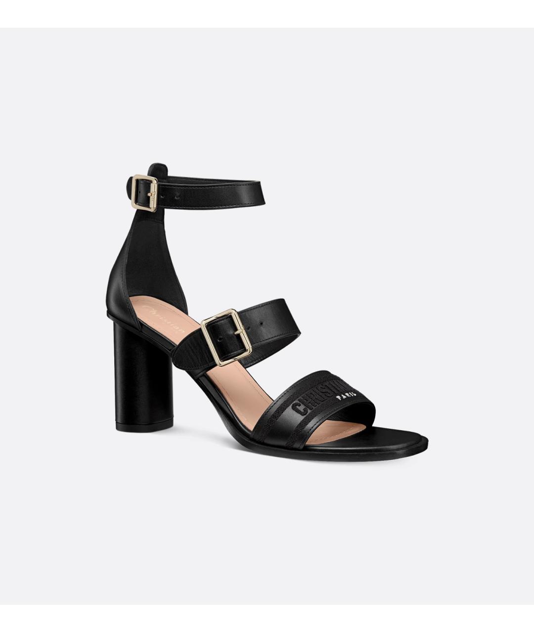 CHRISTIAN DIOR Черные кожаные босоножки, фото 2