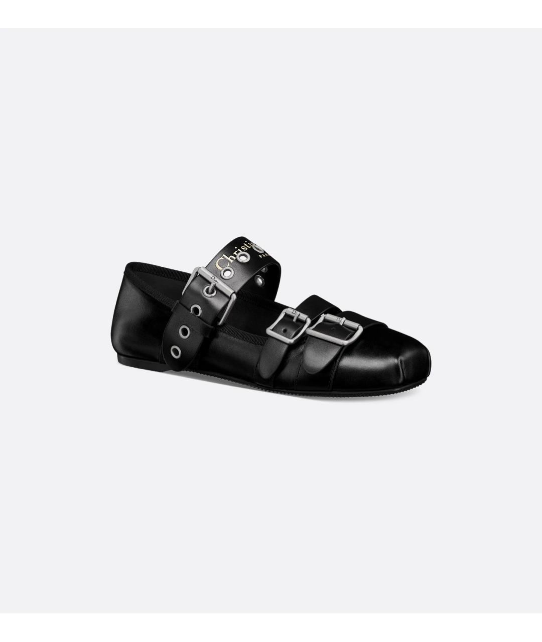 CHRISTIAN DIOR Черные кожаные балетки, фото 2