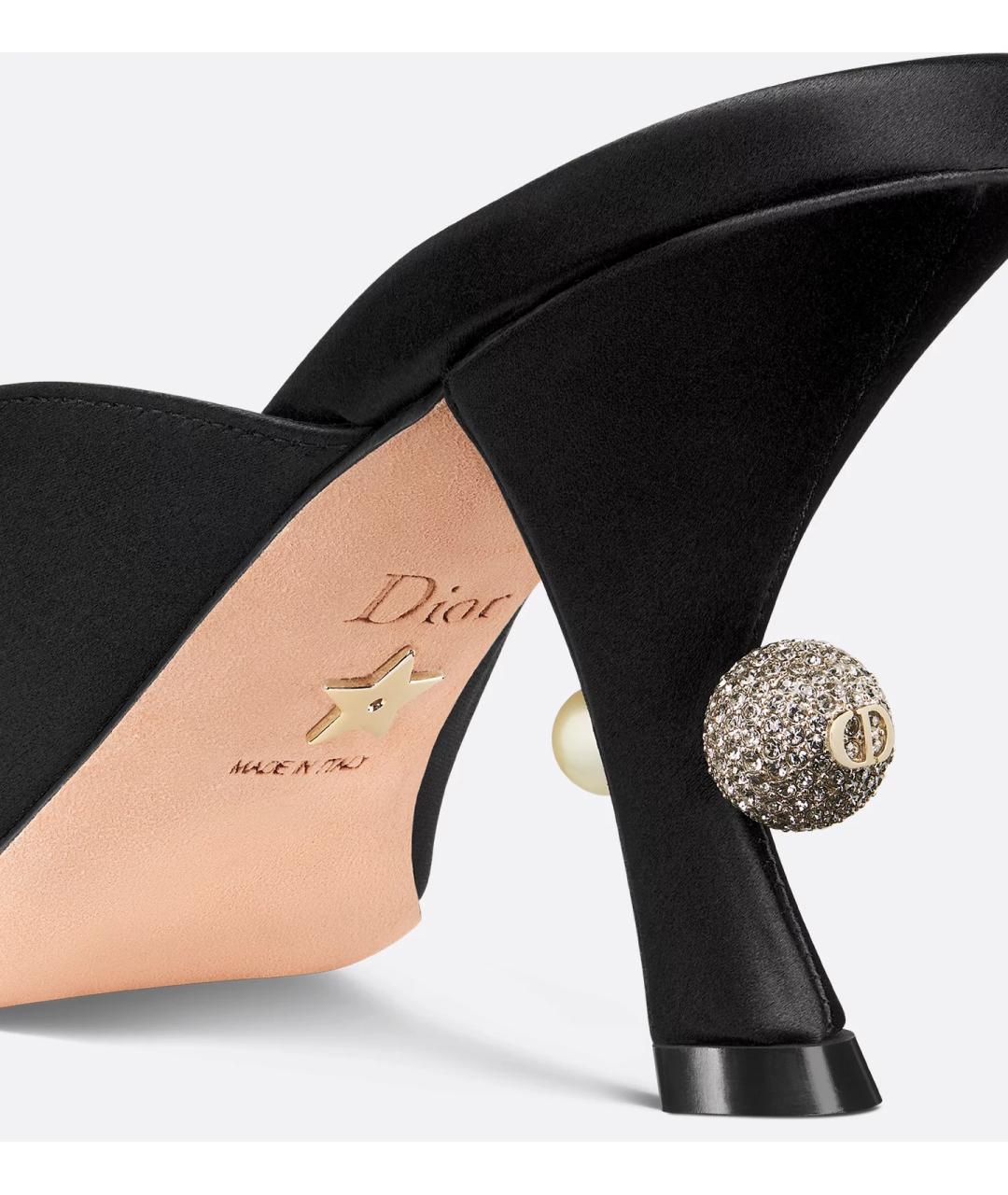 CHRISTIAN DIOR Черные текстильные мюли, фото 3