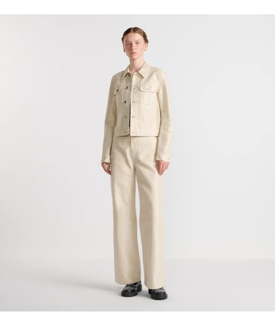 CHRISTIAN DIOR Золотые хлопковые прямые джинсы, фото 3