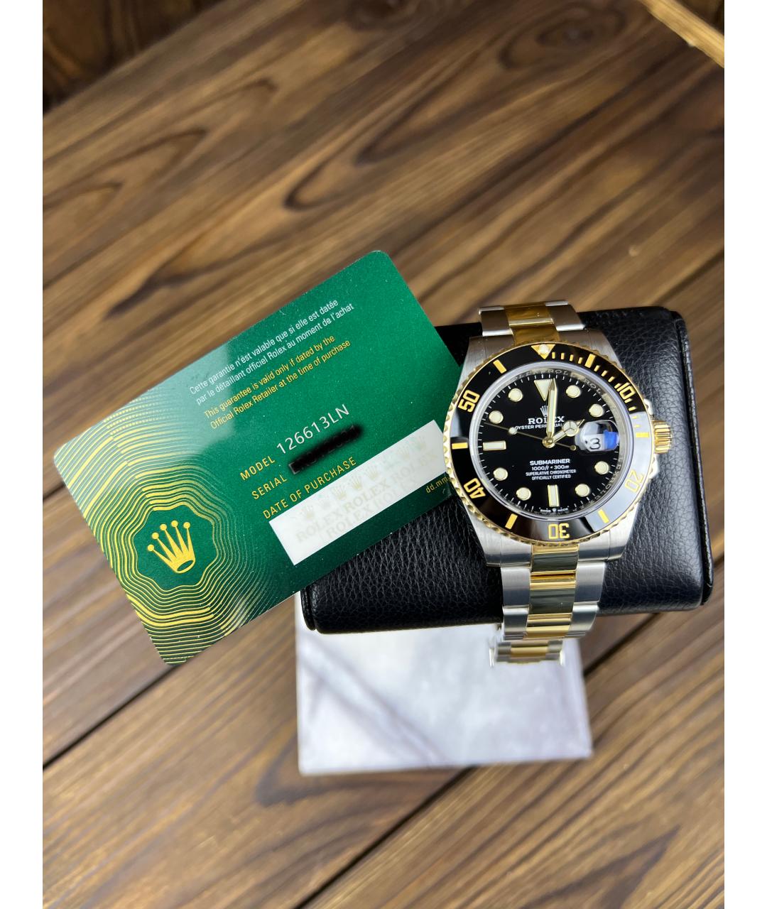 ROLEX Черные часы из желтого золота, фото 2