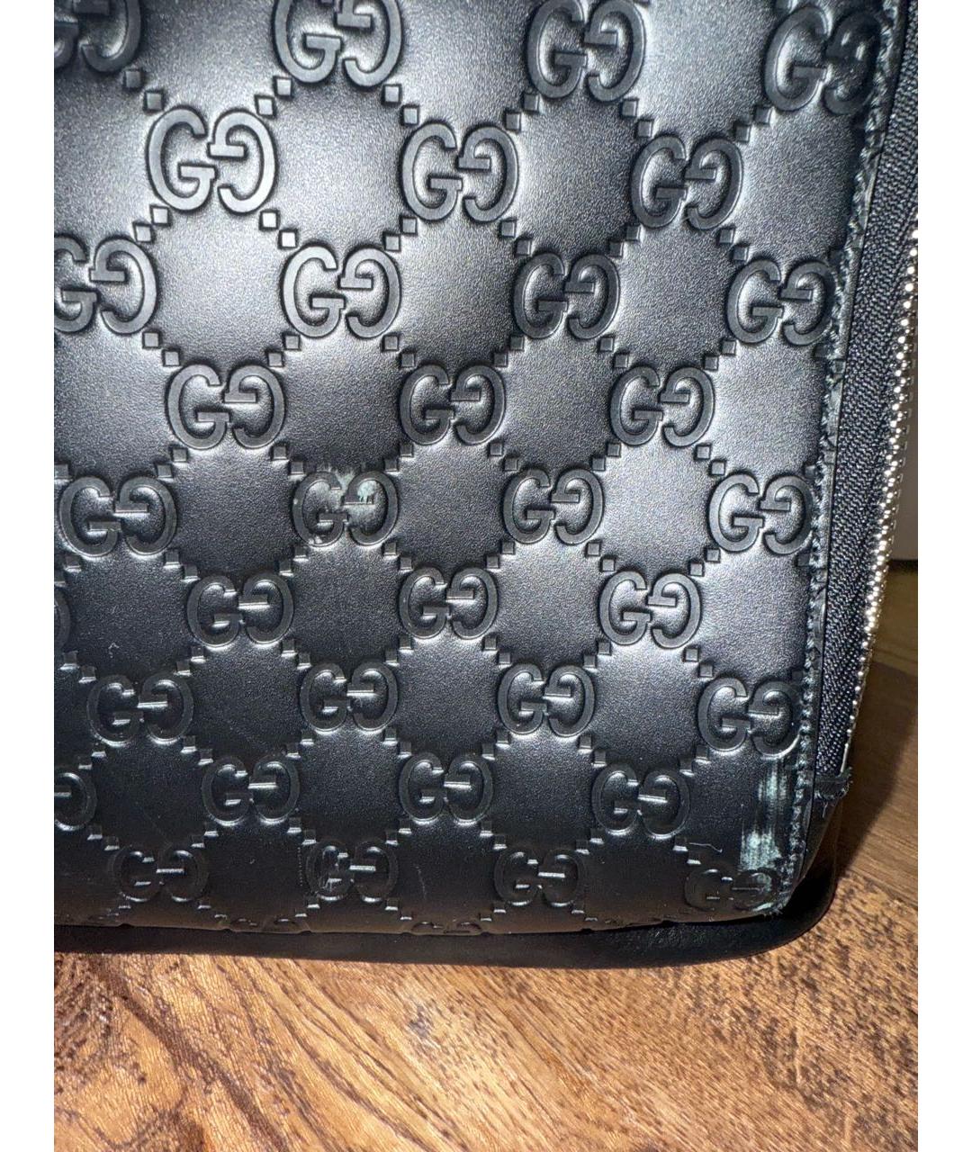 GUCCI Черный кожаный портфель, фото 5