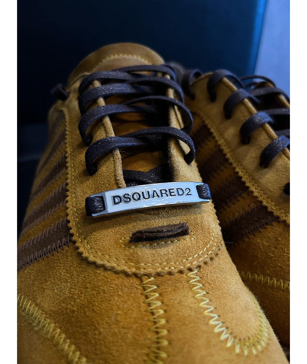 DSQUARED2 Оранжевое замшевые низкие кроссовки / кеды, фото 6