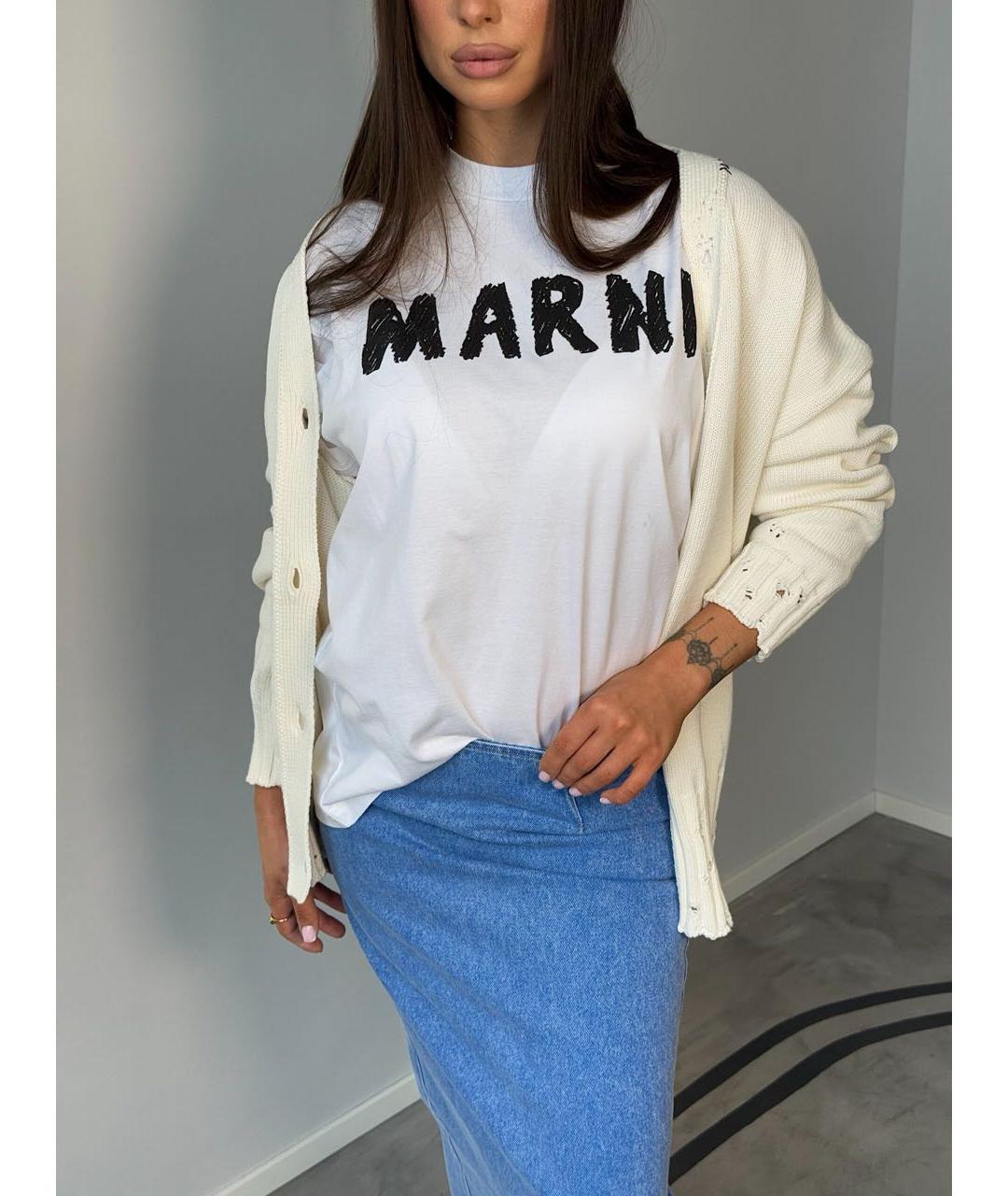 MARNI Белая хлопковая футболка, фото 3