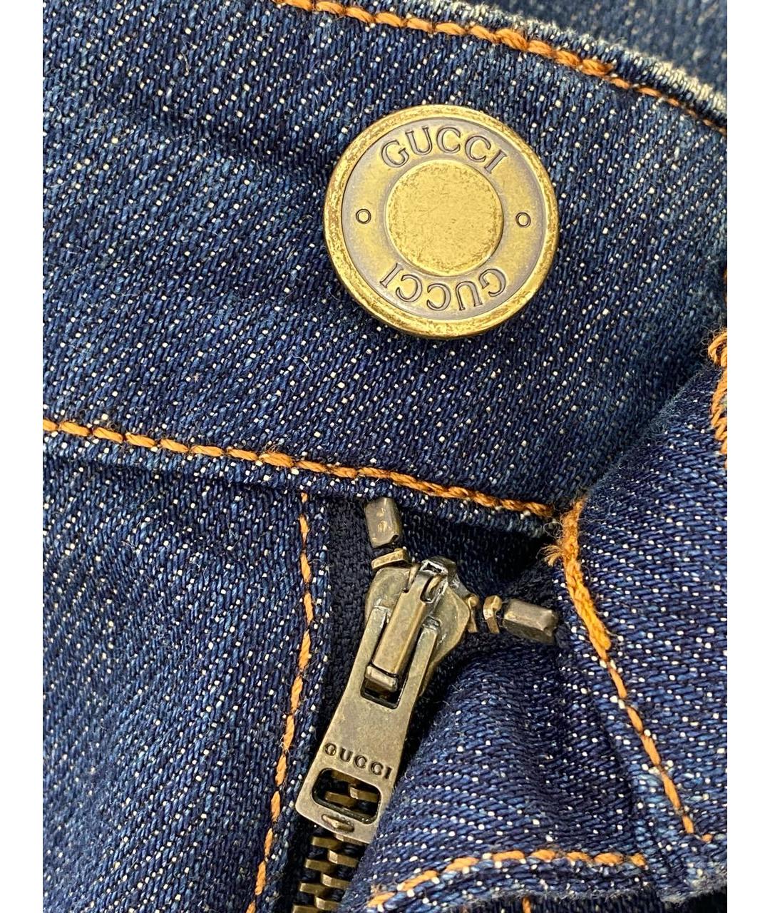 GUCCI Темно-синие хлопко-эластановые прямые джинсы, фото 4