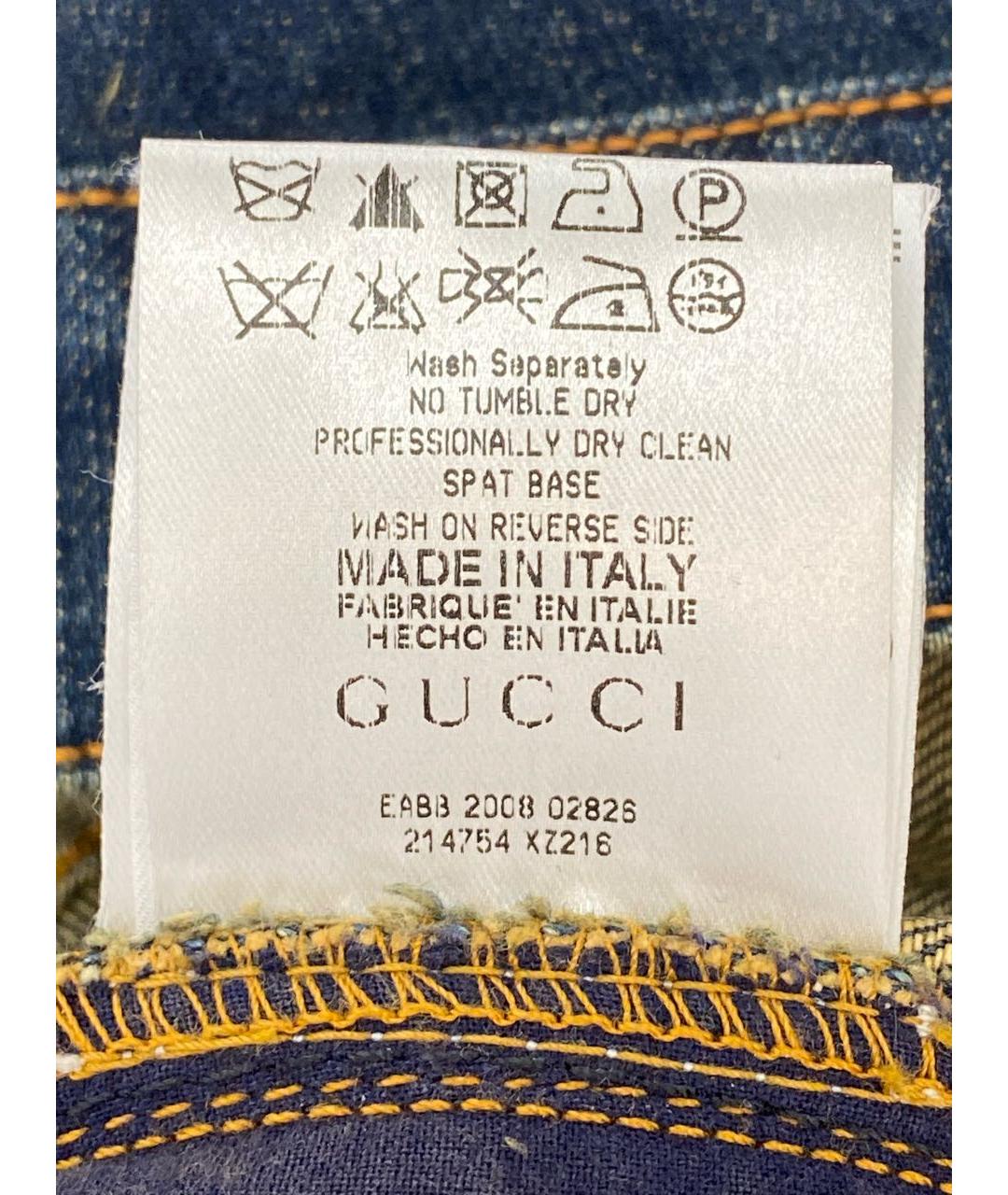 GUCCI Темно-синие хлопко-эластановые прямые джинсы, фото 7