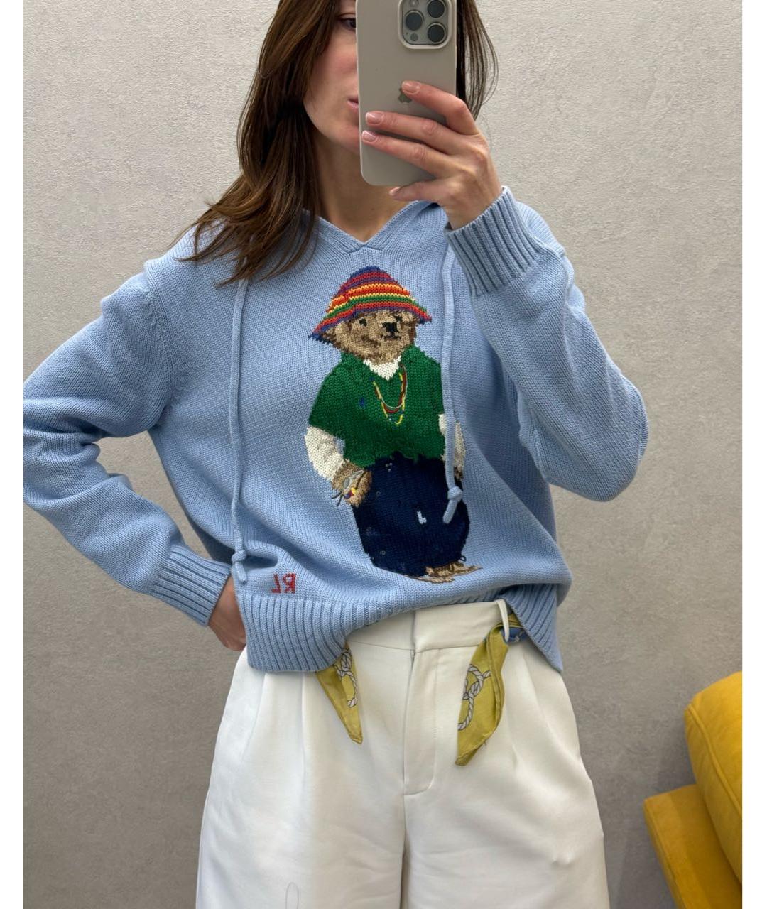 POLO RALPH LAUREN Голубой хлопковый джемпер / свитер, фото 8