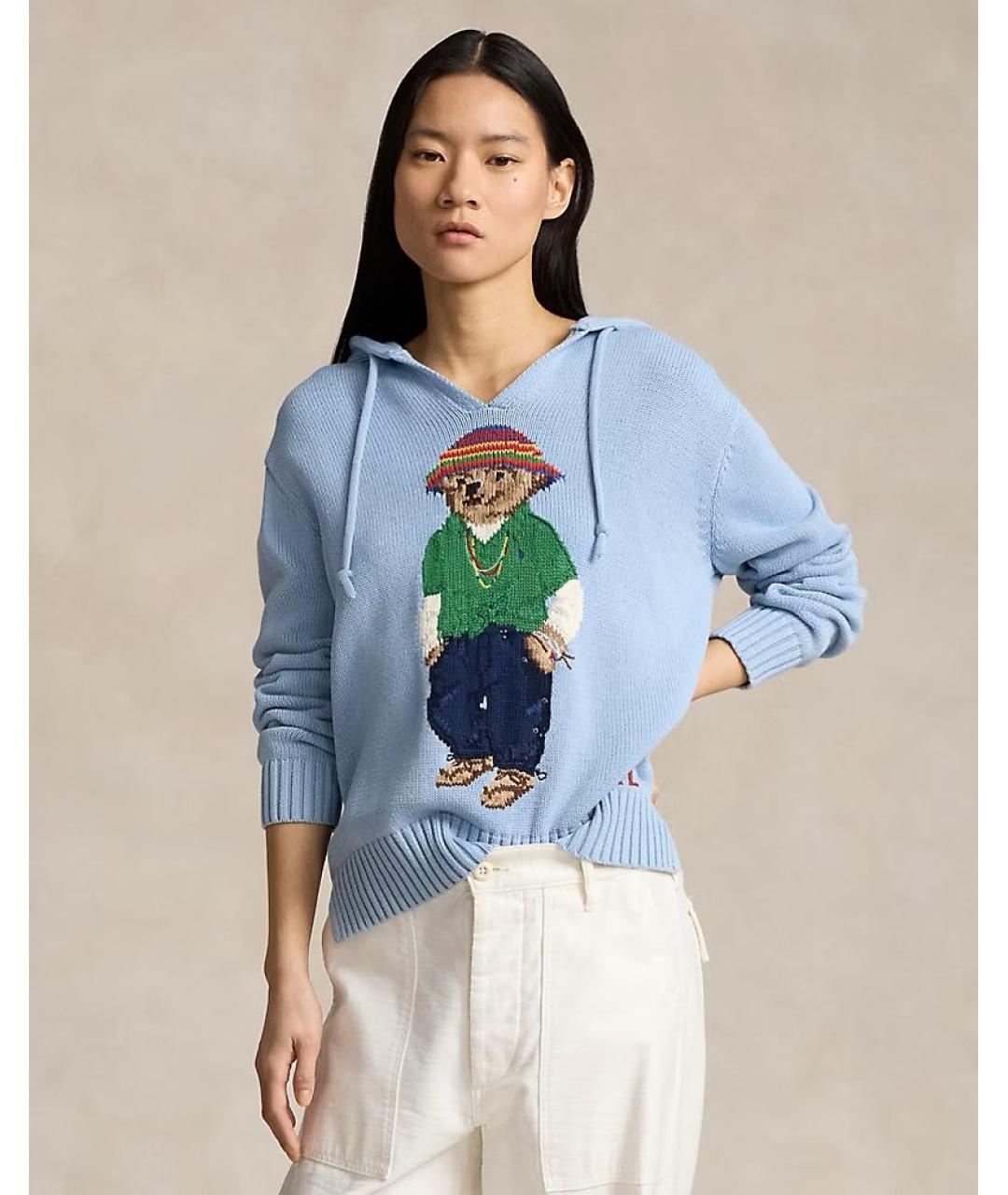 POLO RALPH LAUREN Голубой хлопковый джемпер / свитер, фото 6