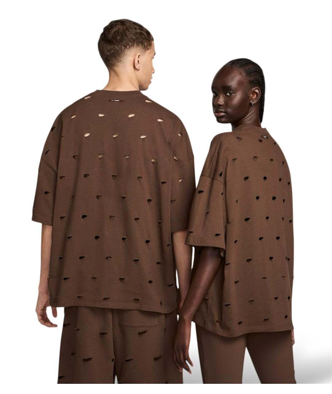 JACQUEMUS Коричневая хлопковая футболка, фото 5