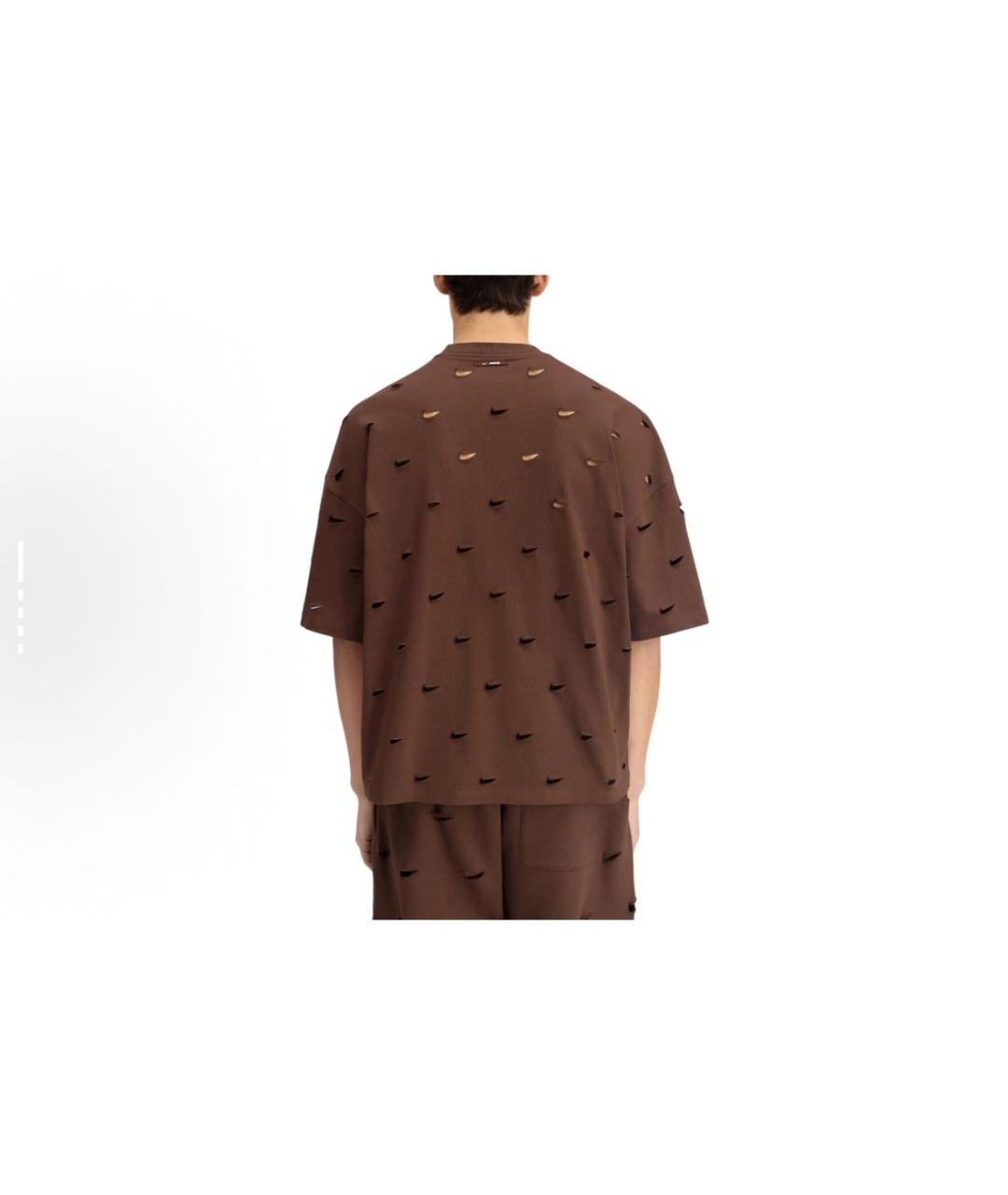 JACQUEMUS Коричневая хлопковая футболка, фото 6