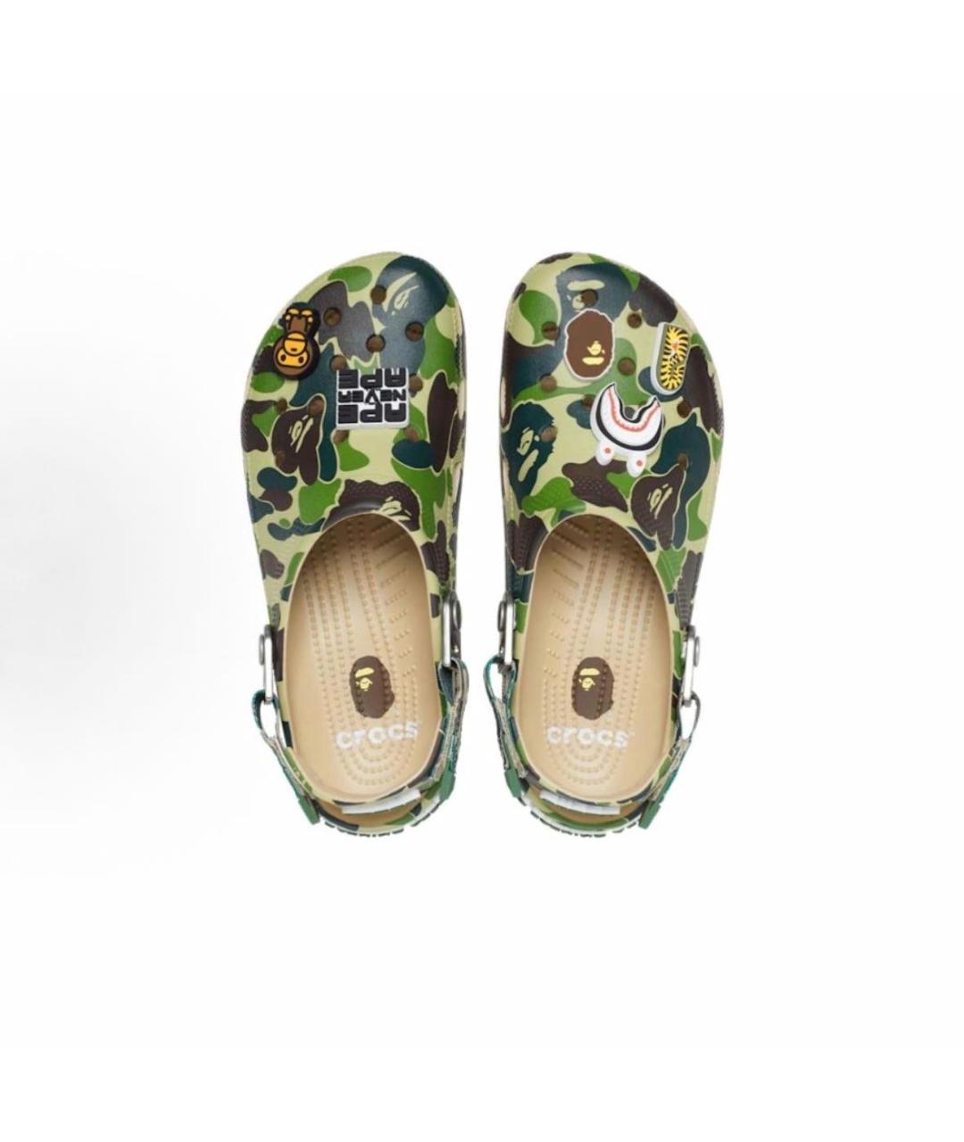 A BATHING APE Зеленые резиновые сандалии, фото 3