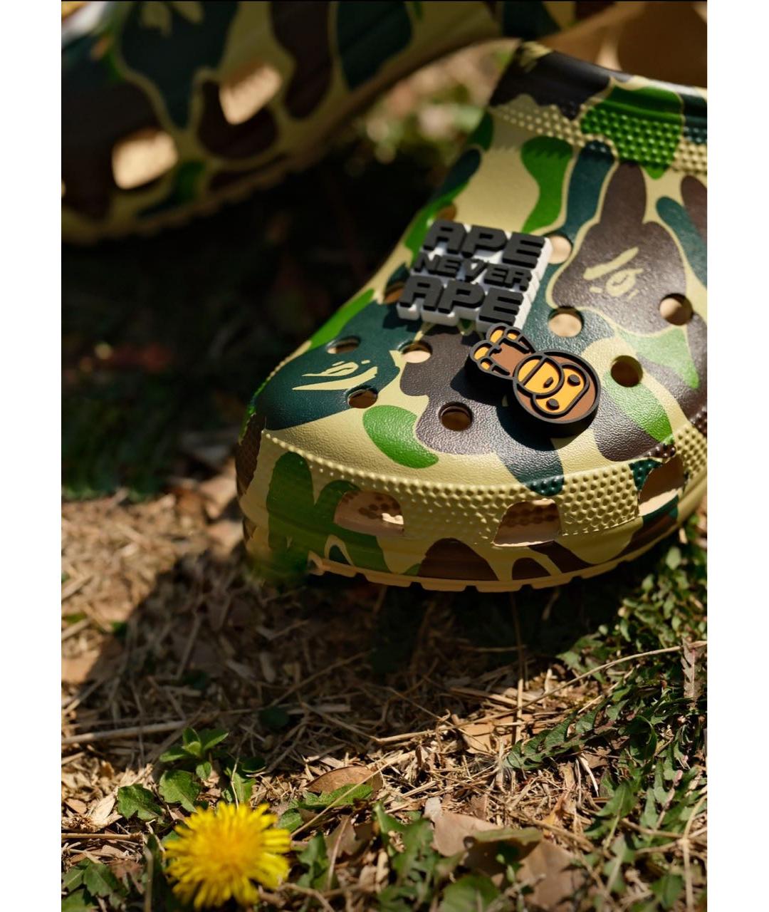 A BATHING APE Зеленые резиновые сандалии, фото 6