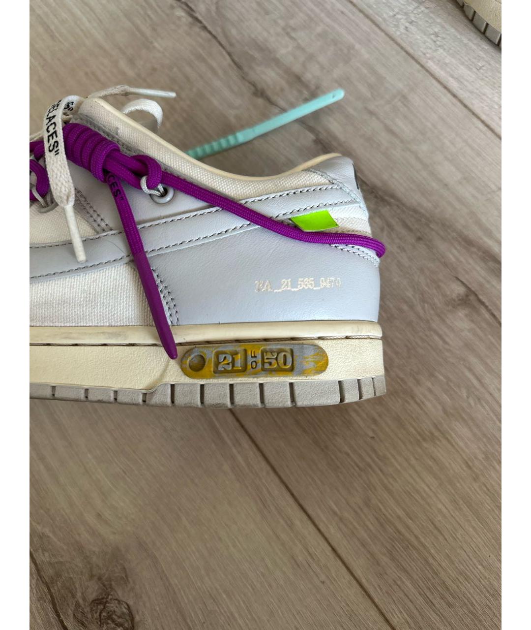 NIKE X OFF-WHITE Белые низкие кроссовки / кеды, фото 6