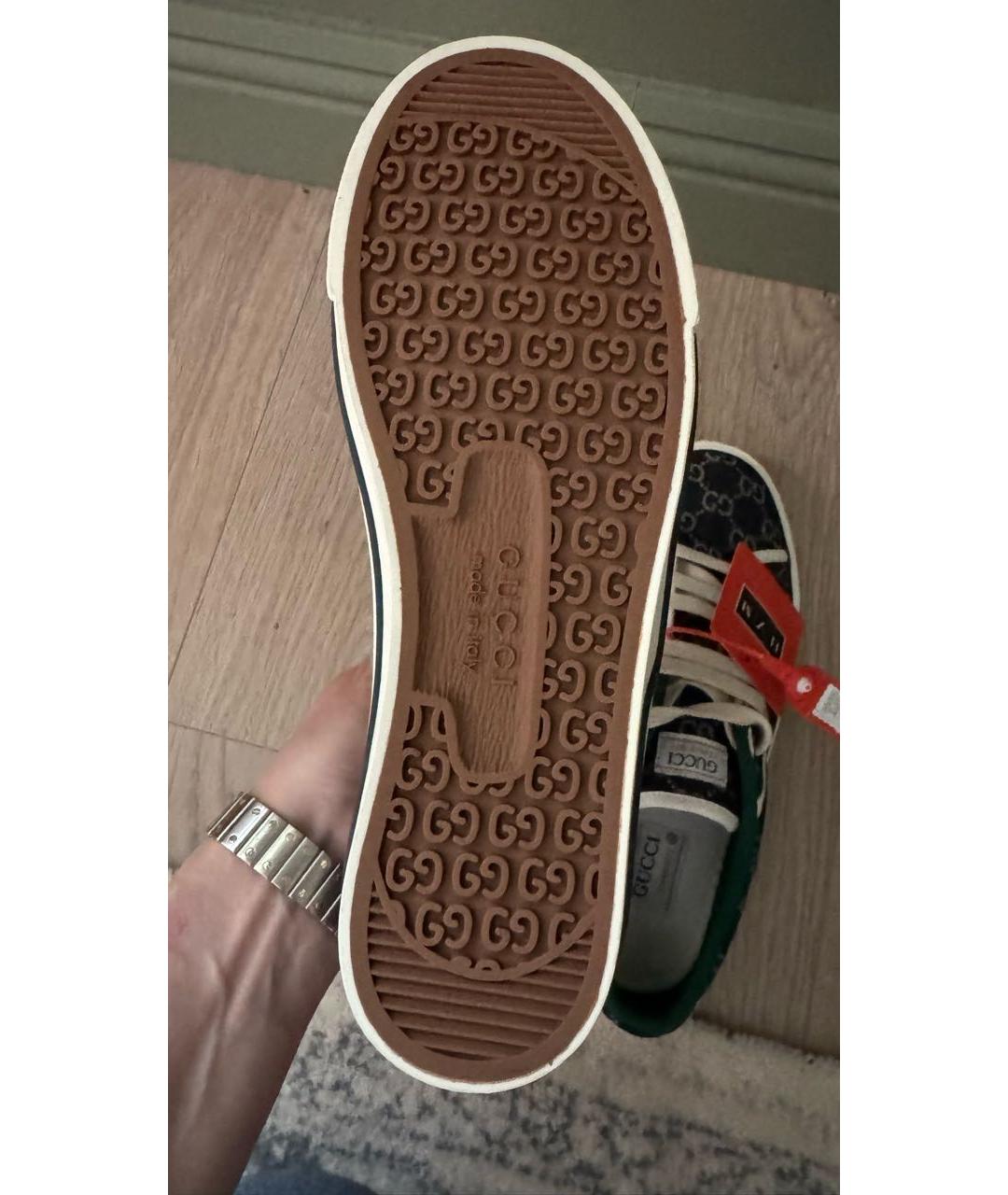 GUCCI Темно-синие текстильные низкие кроссовки / кеды, фото 5