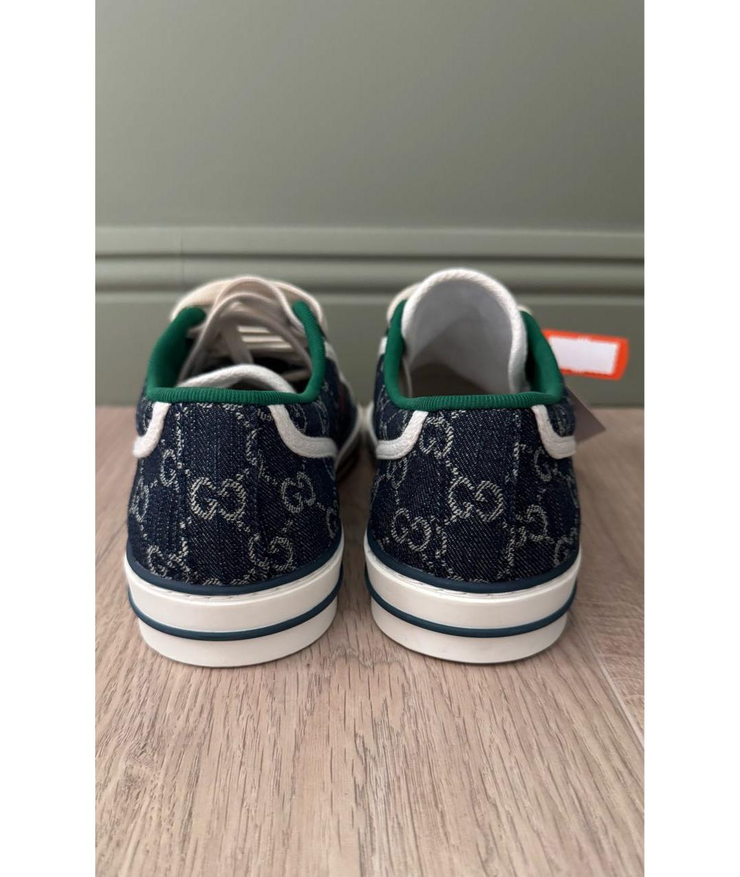 GUCCI Темно-синие текстильные низкие кроссовки / кеды, фото 4