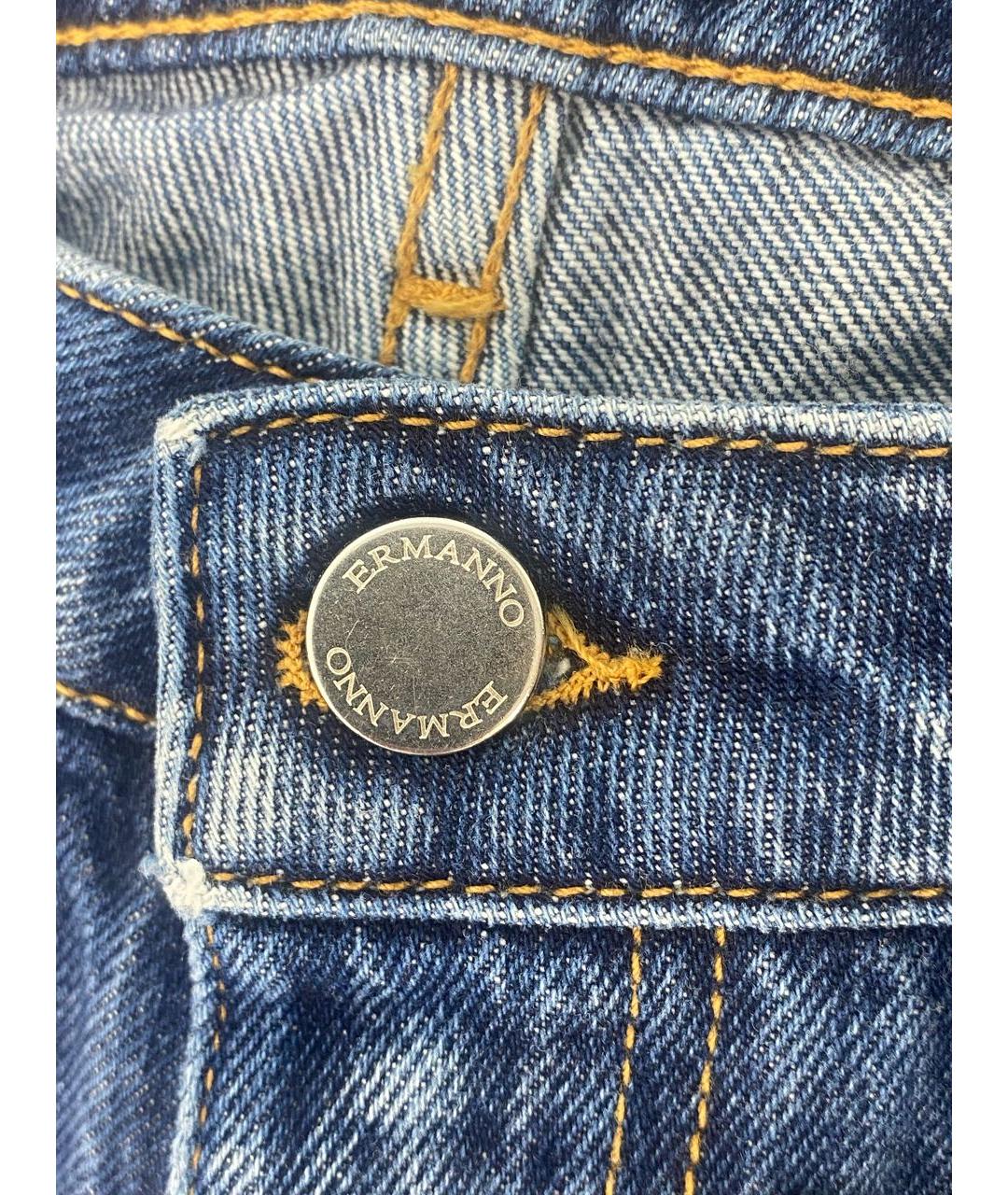 ERMANNO SCERVINO Темно-синие хлопковые прямые джинсы, фото 4