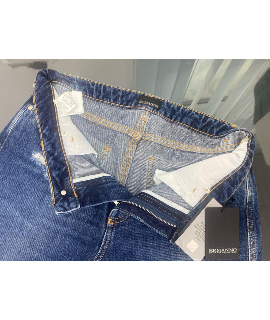 ERMANNO SCERVINO Темно-синие хлопковые прямые джинсы, фото 3