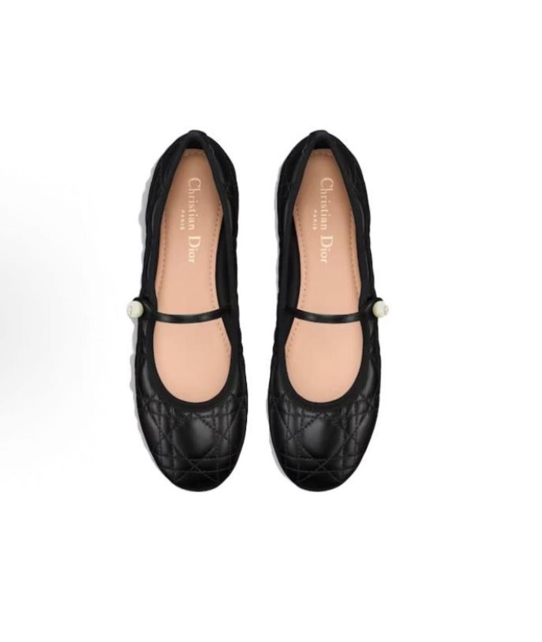 CHRISTIAN DIOR Черные кожаные лодочки на низком каблуке, фото 5