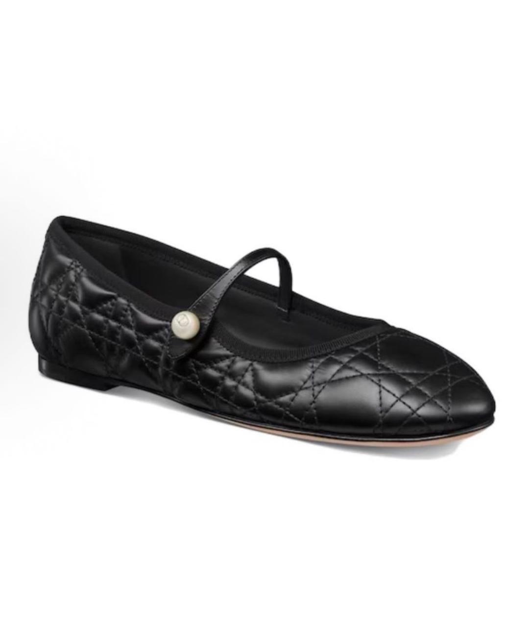 CHRISTIAN DIOR Черные кожаные лодочки на низком каблуке, фото 2