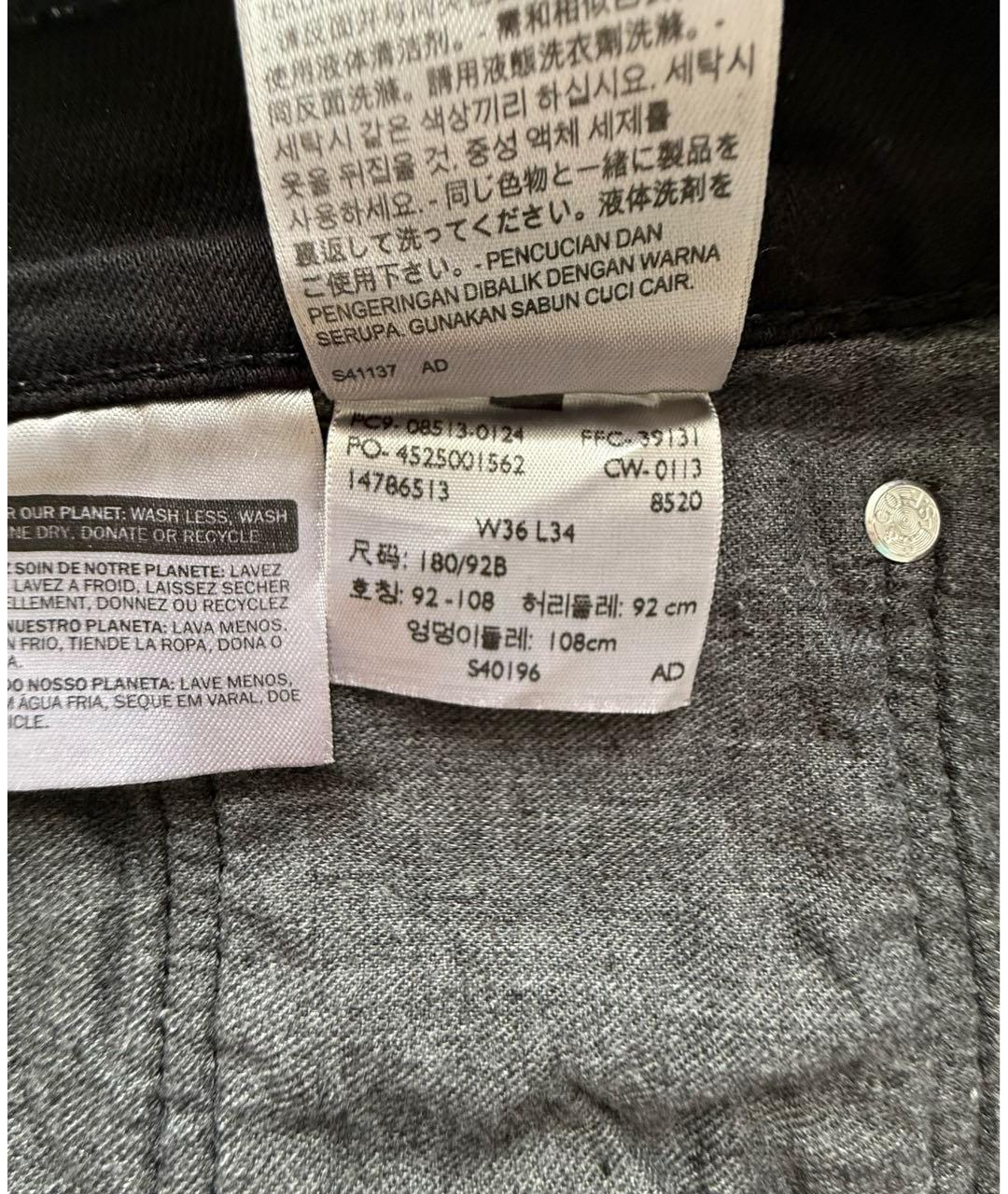LEVI'S Черные хлопковые прямые джинсы, фото 8