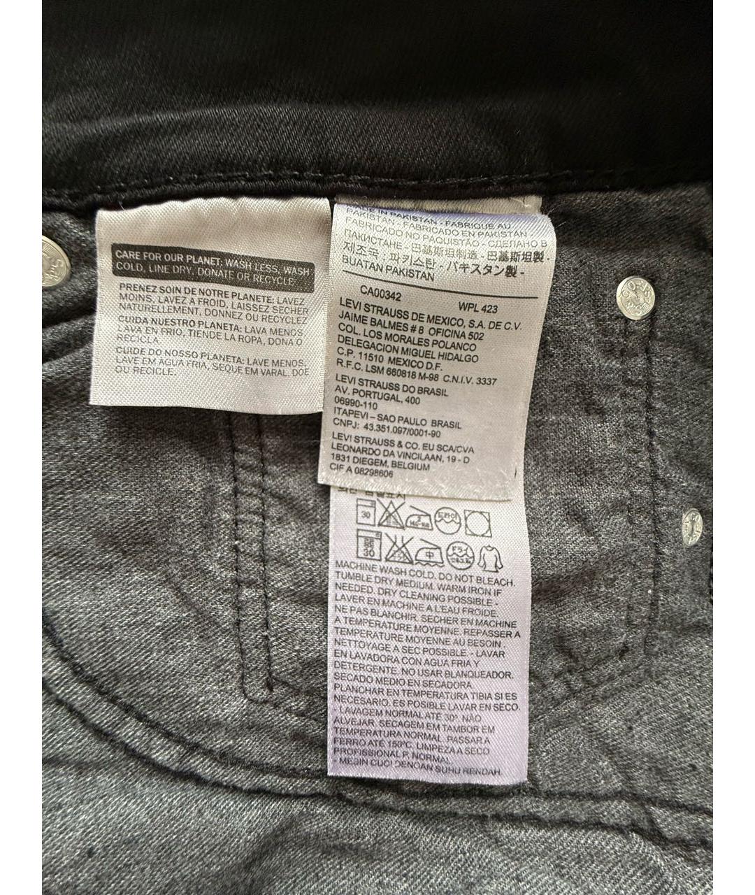 LEVI'S Черные хлопковые прямые джинсы, фото 7