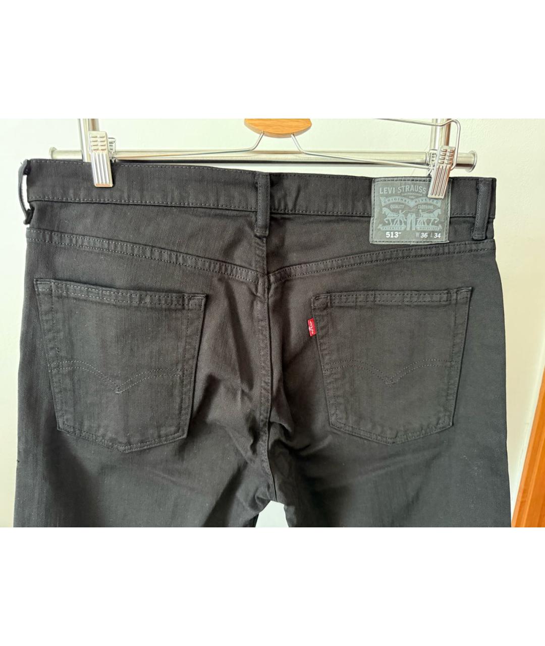 LEVI'S Черные хлопковые прямые джинсы, фото 5