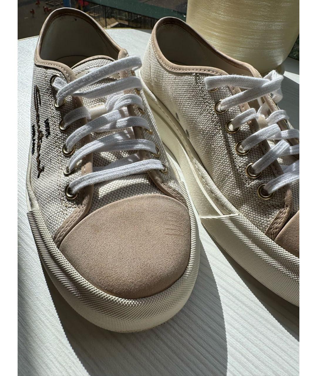 SANTONI Бежевые текстильные кеды, фото 6