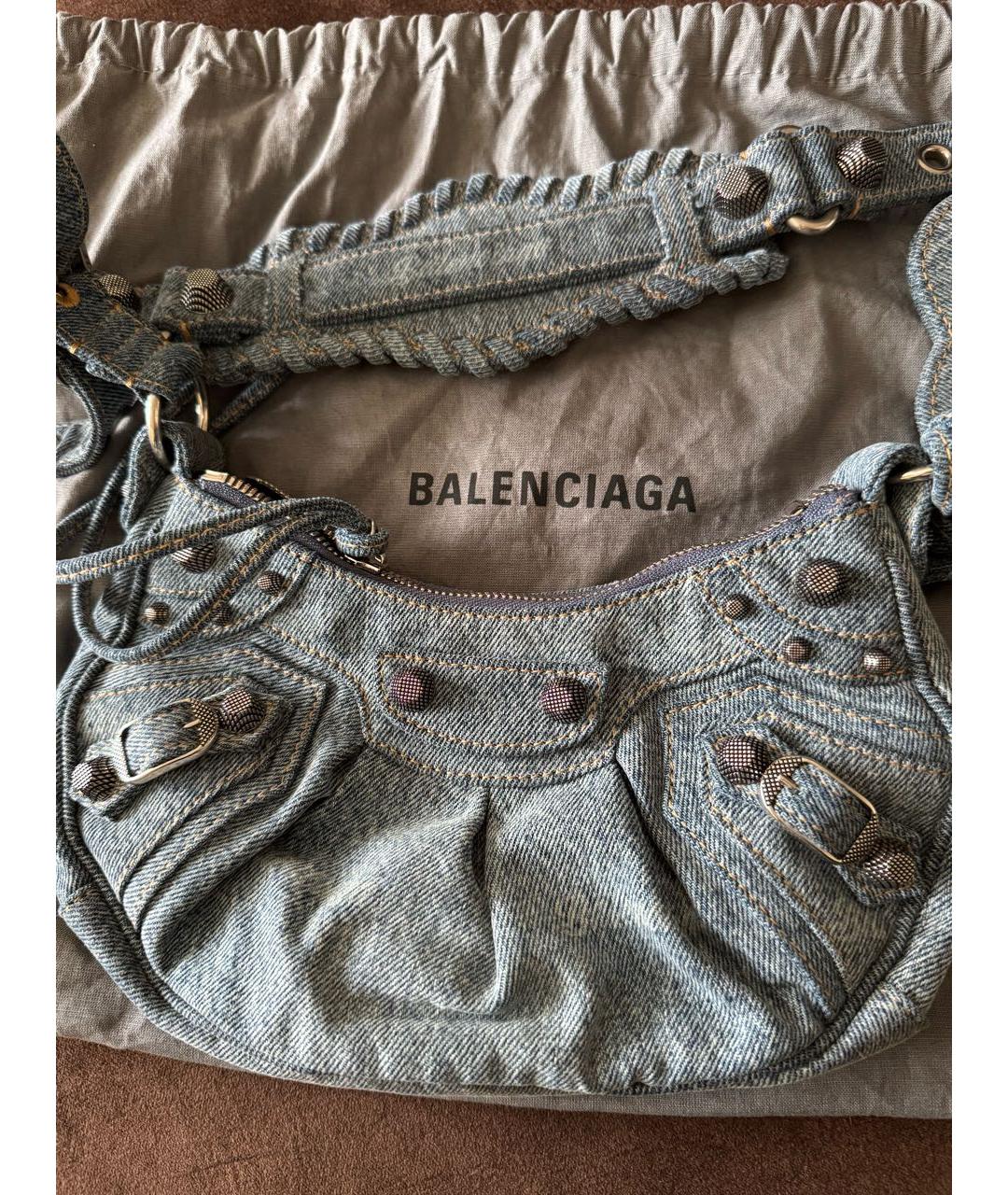 BALENCIAGA Голубая деним сумка через плечо, фото 6