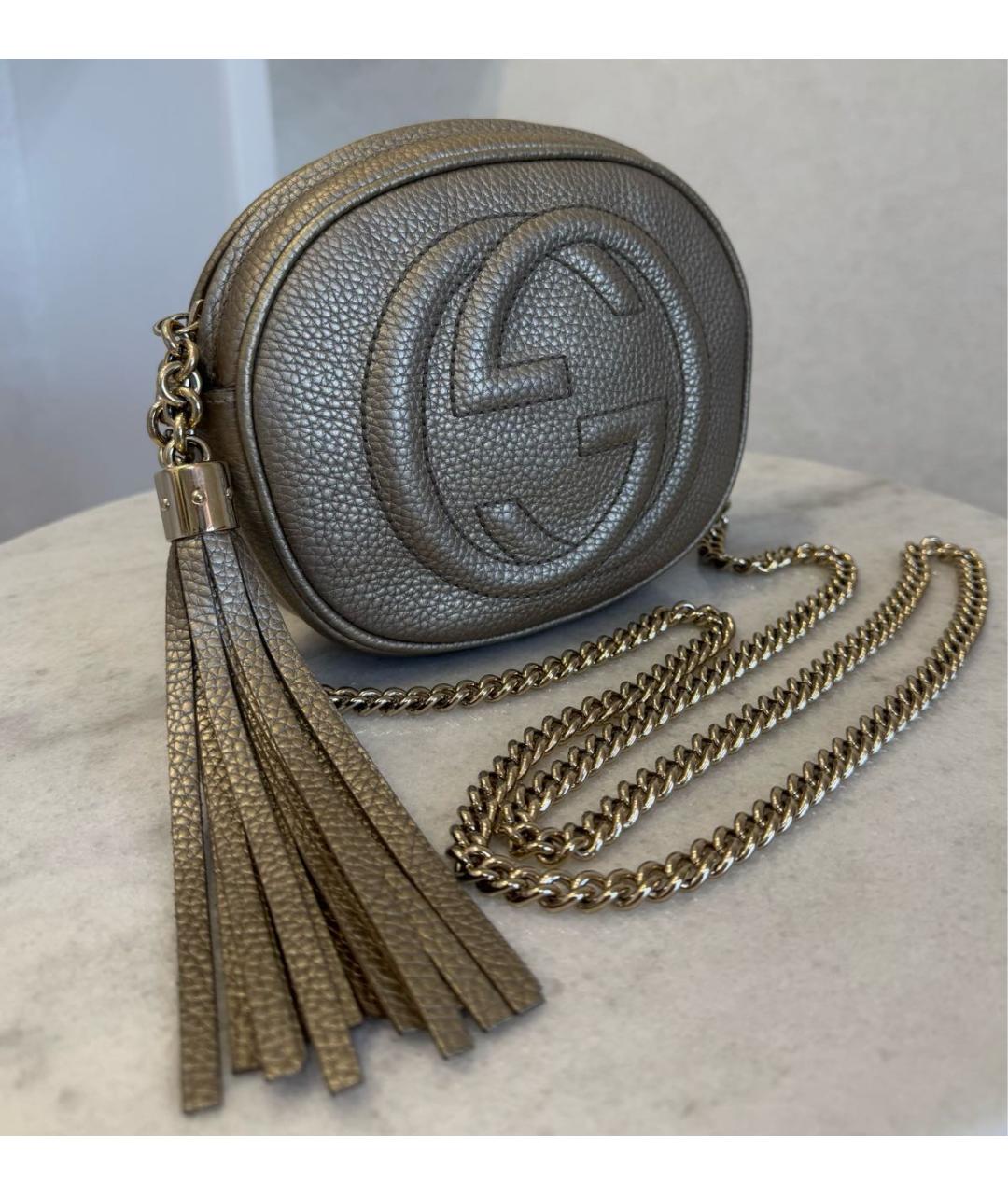 GUCCI Золотая кожаная сумка через плечо, фото 3