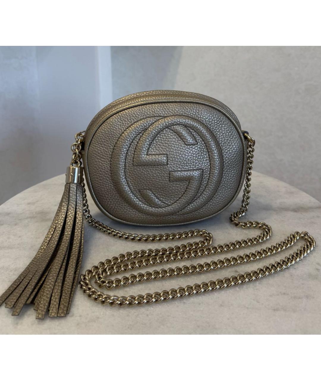 GUCCI Золотая кожаная сумка через плечо, фото 2