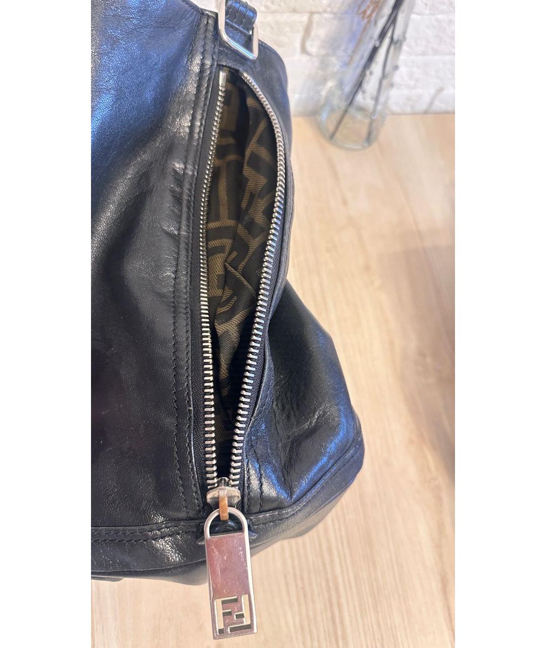 FENDI Черная кожаная сумка тоут, фото 4
