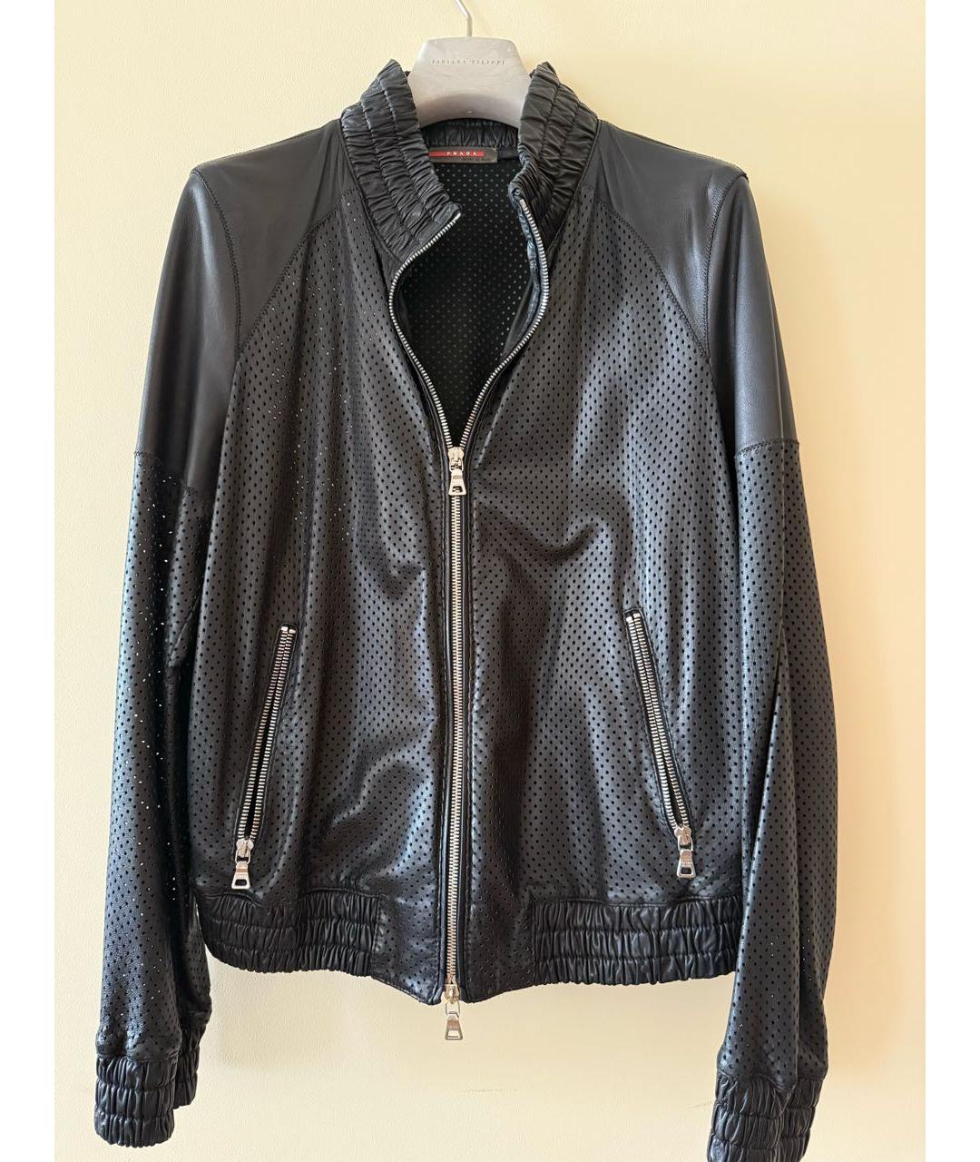 PRADA Черная кожаная куртка, фото 9