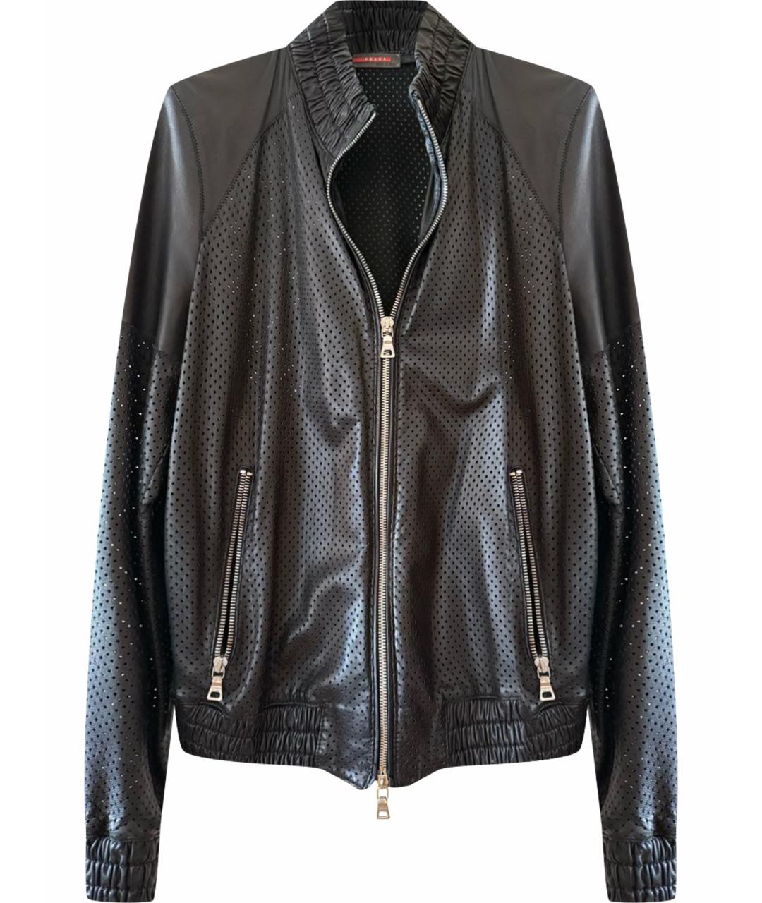 PRADA Черная кожаная куртка, фото 1