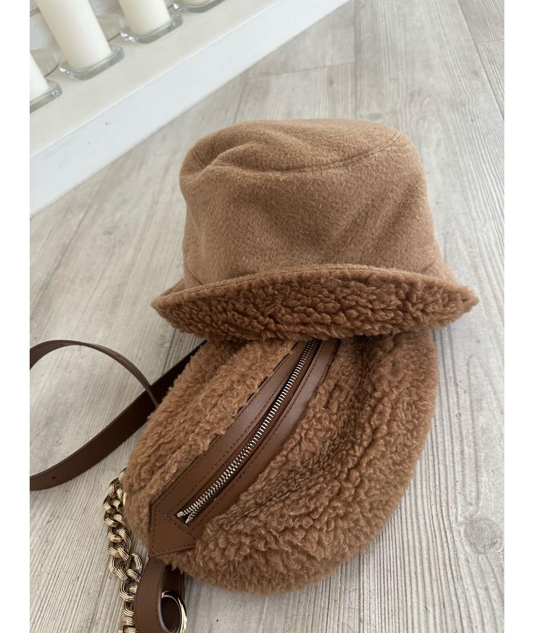 MAX MARA Коричневая шерстяная поясная сумка, фото 5