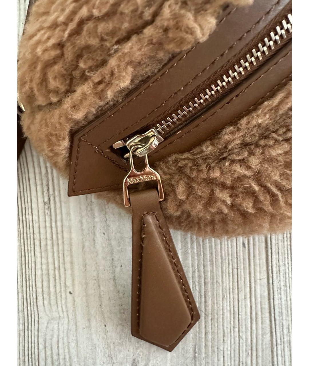 MAX MARA Коричневая шерстяная поясная сумка, фото 2