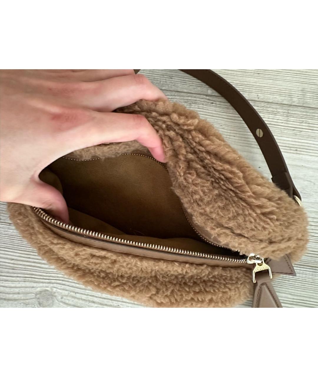 MAX MARA Коричневая шерстяная поясная сумка, фото 4
