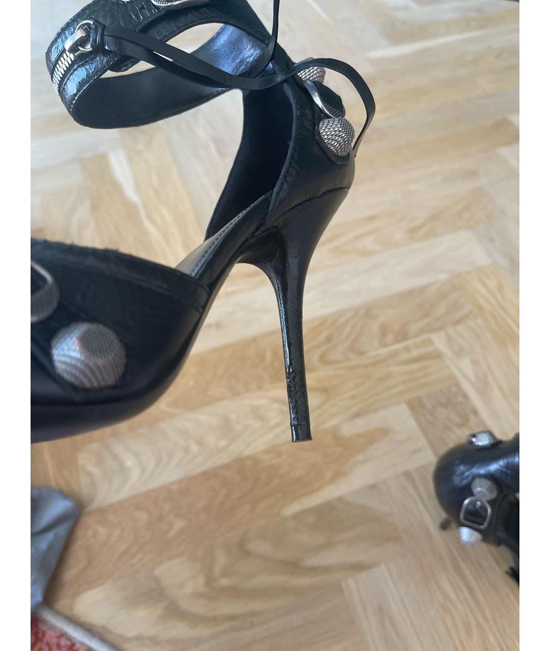 BALENCIAGA Черные кожаные босоножки, фото 7